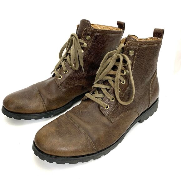 Fossil Pebbled Brown Leather Ankle Lace Up Boots Men Size 11M - Picture 8 of 16